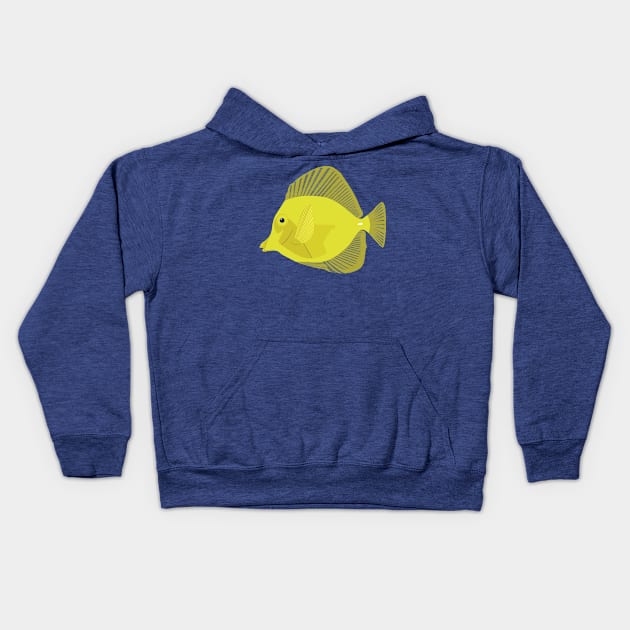 Yellow tang fish illustration Kids Hoodie by MickeyEdwards